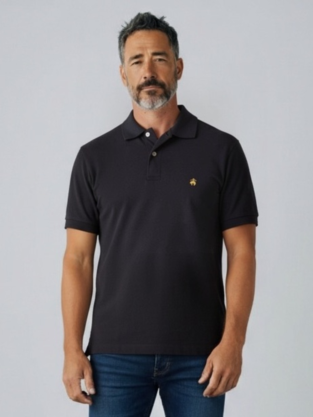 Brooks Brothers Black Polo with Gold Logo